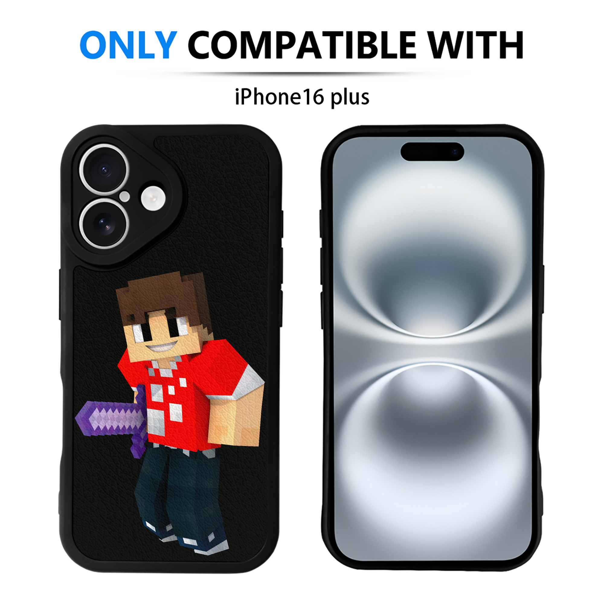 （画像用） マインクラフト ブロックの世界 Minecraft MC Block world 【iPhone 16シリーズ対応】シリコンスマホケース（レザー調） 材質：シリコン